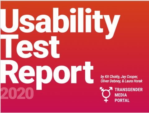 pink and orange with white text: Usability Test Report 2020