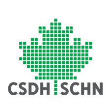 Canadian Society for Digital Humanities logo; green pixel maple leaf